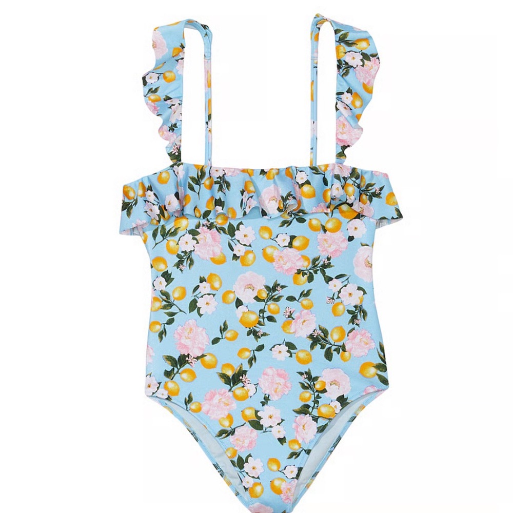 Victoria's Secret Blue Floral Ruffle Swimsuit